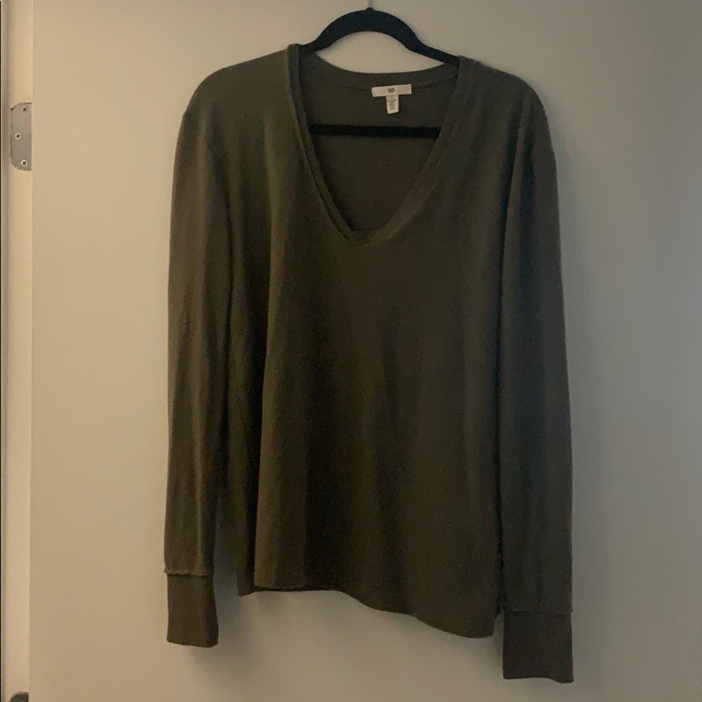 Cozy olive green v-neck sweater